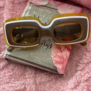 Retro Brown and White Sunglasses | Square Frame Sunglasses| Designer Inspired